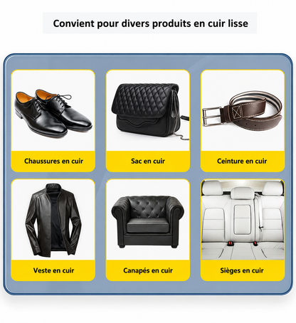 Crème de soin des chaussures en cuir, polisseuse haute brillance, vernis à chaussures, avertissement, siège de voiture, remise à neuf des meubles, réparation du cuir