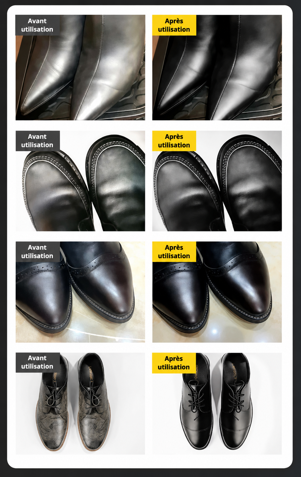 Crème de soin des chaussures en cuir, polisseuse haute brillance, vernis à chaussures, avertissement, siège de voiture, remise à neuf des meubles, réparation du cuir