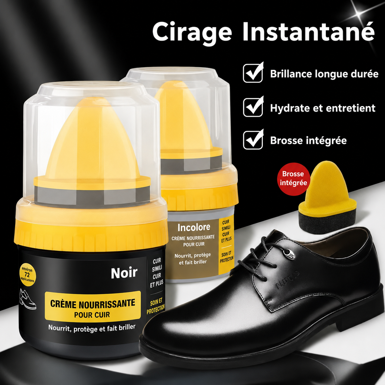 Crème de soin des chaussures en cuir, polisseuse haute brillance, vernis à chaussures, avertissement, siège de voiture, remise à neuf des meubles, réparation du cuir